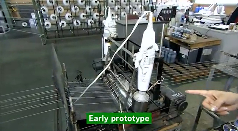 NHK WORLDの科学番組匠（TAKUMI）導電繊維の試作機